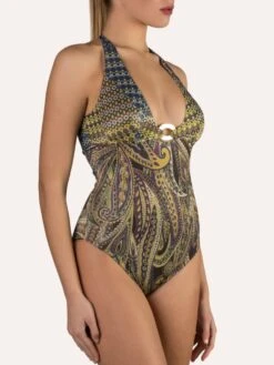 Neckholder Badeanzug METALLIC Grün-bunt Von Cotton Club Mare -Meer Bekleidung badeanzug metallic cs7 intero cotton club 2