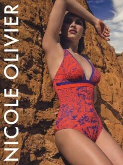 Träger Badeanzug MATOU Koralle-lila Von Nicole Olivier -Meer Bekleidung badeanzug rot lila matou nicole olivier 2