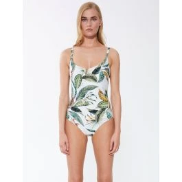 Badeanzug EXOTIC LEAVES Weiß Grün Von Fürstenberg 3 Badeanzug EXOTIC LEAVES Weiß Grün Von Fürstenberg
