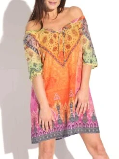 Baumwolle Batist TUNIKA MARAKESCH Orange-lila Von Gattina -Meer Bekleidung baumwolle batist tunika marakesch 388798 orange gattina 2