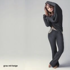 Kuschel-Baumwolle Lounge-Hose CASUAL Wärmend Von Gattina -Meer Bekleidung baumwolle lounge hose 384879 grau beige gattina 2 1 1