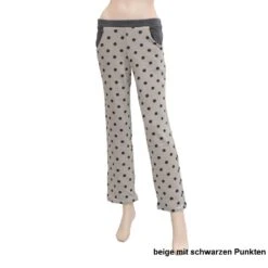 Kuschel-Baumwolle Lounge-Hose CASUAL Wärmend Von Gattina -Meer Bekleidung baumwolle lounge hose casual 384879 beige schwarz gepunktet gattina 1 1