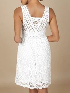 Baumwolle-Spitze Sommerkleid GITANE Naturweiss Von Marjolaine -Meer Bekleidung baumwolle spitze sommerkleid gitane 8git0201 naturweiss marjolaine 1