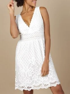 Baumwolle-Spitze Sommerkleid GITANE Naturweiss Von Marjolaine -Meer Bekleidung baumwolle spitze sommerkleid gitane 8git0201 naturweiss marjolaine 2