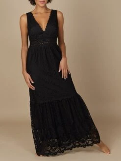 Baumwolle-Spitze Sommerkleid GITANE Schwarz Von Marjolaine -Meer Bekleidung baumwolle spitze sommerkleid gitane 8git3001 schwarz marjolaine 1