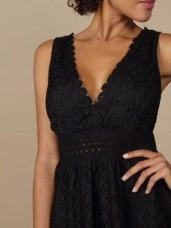 Baumwolle-Spitze Sommerkleid GITANE Schwarz Von Marjolaine -Meer Bekleidung baumwolle spitze sommerkleid gitane 8git3001 schwarz marjolaine