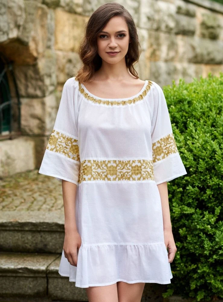 Baumwolle Batist Strandtunika JÖRDIS Mit Stickerei Von Gattina 4 Baumwolle Batist Strandtunika JÖRDIS Mit Stickerei Von Gattina – Bild 2