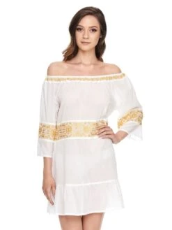 Baumwolle Batist Strandtunika JÖRDIS Mit Stickerei Von Gattina 7 Baumwolle Batist Strandtunika JÖRDIS Mit Stickerei Von Gattina -Meer Bekleidung baumwolle tunika joerdis weiss gold 391198 gattina 2