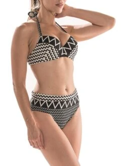 Neckholder Bikini MELBA-MELODIE Schwarz-creme Von Nicole Olivier -Meer Bekleidung bikini melba melodie schwarz weiss nicole olivier