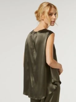 Seidentop BIANCA Von Vivis -Meer Bekleidung blusentop seide v00391 bianca army khaki vivis 1 1