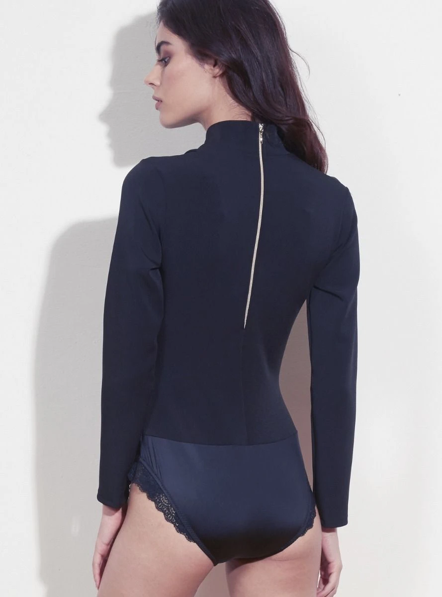 Langarm Twill-Body OFFICIER Schwarz Von Cadolle 9 Langarm Twill-Body OFFICIER Schwarz Von Cadolle – Bild 7