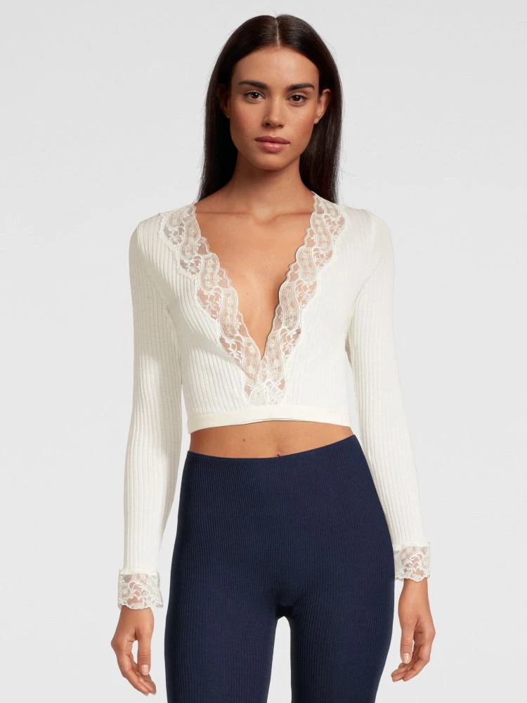 Merino Wolle-Seide Bolero Jäckchen Creme Calais Spitze Von Oscalito 7 Merino Wolle-Seide Bolero Jäckchen Creme Calais Spitze Von Oscalito – Bild 5