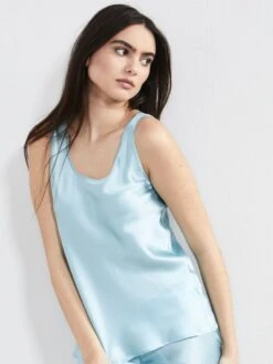 100% Seide Camisole Top KLASSIK SATIN Klassische Farben Von Eva B. Bitzer -Meer Bekleidung camisole top seide crystal blue 27318232 klassik satin eva b bitzer 2 9 1