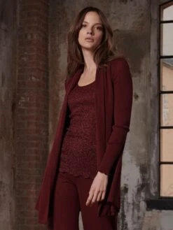 Merino Wolle-Seide CARDIGAN Strickjacke Von Oscalito -Meer Bekleidung cardigan lang wolle seide bordeaux 3463 oscalito 1 2