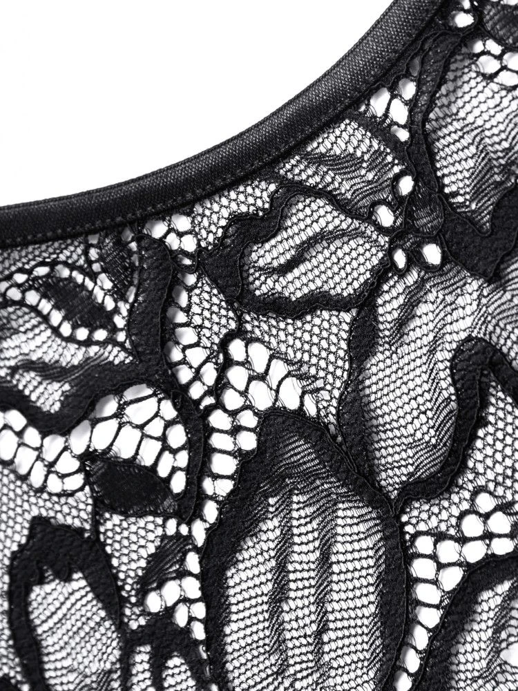 Langarm Minitop CARMEN Spitze Schwarz Von Cadolle 8 Langarm Minitop CARMEN Spitze Schwarz Von Cadolle – Bild 6