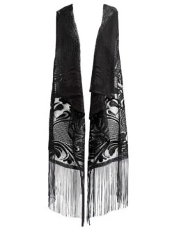 Lang Weste Mit Fransen LOVELY DOT Von Mademoiselle Coco Cavalière -Meer Bekleidung fransen weste schwarz 1671 mc19 mademoiselle coco cavaliere
