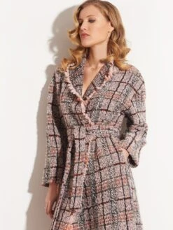 Jacke KUSCHEL BOUCLE Rosa-grau Von Chiara Fiorini -Meer Bekleidung freizeit jacke wolle karo g9631bis grau rosa chiara fiorini 4 1