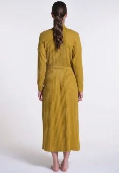 Ripp-Jersey Morgenmantel Viscose LOUNGE No. 1 Lang Von Verdiani -Meer Bekleidung hausmantel viscose rippe senf 8815 loungewear verdiani 2