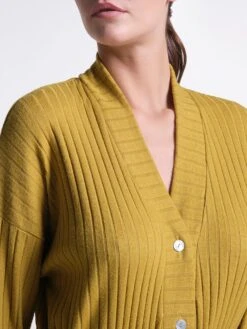 Ripp-Jersey Morgenmantel Viscose LOUNGE No. 1 Lang Von Verdiani -Meer Bekleidung hausmantel viscose rippe senf 8815 loungewear verdiani 3