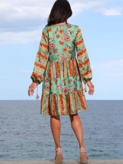 Seidenbatist Tunikakleid GINEVRA MENTA Grün-orange Von Laetitia Beachwear 12 Seidenbatist Tunikakleid GINEVRA MENTA Grün-orange Von Laetitia Beachwear -Meer Bekleidung kaftan mint g133 laetitia 4