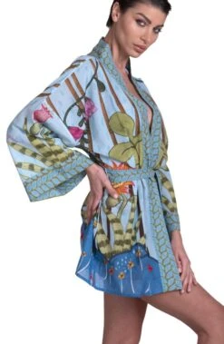 Kimono JUNGLE ATTITUDE Von Pin-Up Stars 13 Kimono JUNGLE ATTITUDE Von Pin-Up Stars -Meer Bekleidung kimono baumwolle jungle attitude blau pa110a pin up stars 2 2