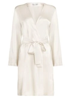 100% Seide Morgenmantel CLASSICO Von Luna Di Seta -Meer Bekleidung kimono kurz seide vlst08009 elfenbein weiss luna di seta 4 1