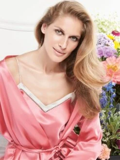 100% Seide Morgenmantel CLASSICO Von Luna Di Seta -Meer Bekleidung kimono kurz seide vlst08009 erdbeereis rosa luna di seta 2 1