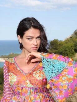 Seidenbatist Strandkleid NARCISO LILLA Von Laetitia Beachwear -Meer Bekleidung kleid lila n141 lila laettia 12