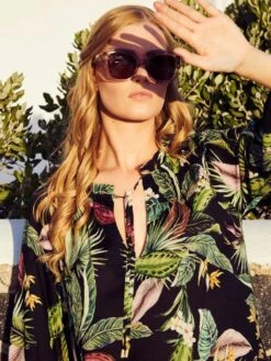 Viscose Tunika EXOTIC LEAVES Schwarz Grün Von Fürstenberg 8 Viscose Tunika EXOTIC LEAVES Schwarz Grün Von Fürstenberg -Meer Bekleidung kleid schwarz bunt 245 31552 fuerstenberg 2