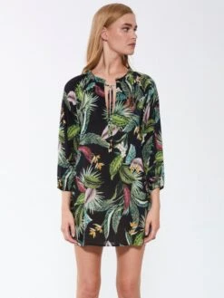 Viscose Tunika EXOTIC LEAVES Schwarz Grün Von Fürstenberg 9 Viscose Tunika EXOTIC LEAVES Schwarz Grün Von Fürstenberg -Meer Bekleidung kleid schwarz bunt 245 31552 fuerstenberg