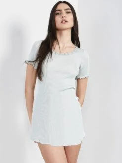 70% Seide 30% Baumwolle Kurzarm Nachthemd RIPP Von Eva B. Bitzer -Meer Bekleidung kurzarm nachtshirt crystal blue 27338267 jersey rip eva b bitzer 2