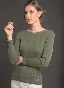 Merinowolle Seide RUNDHALS SHIRT Breite Rippe Von Artimaglia 6 Merinowolle Seide RUNDHALS SHIRT Breite Rippe Von Artimaglia -Meer Bekleidung langarm u boot shirt wolle seide 76304 kaki artimaglia 1