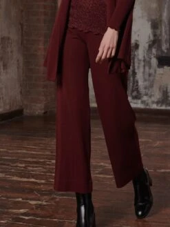 Merino Wolle-Seide LOUNGEWEAR HOSE Von Oscalito -Meer Bekleidung lounge hose wolle seide bordeaux 5681 oscalito 1 2