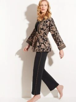 Jacke JACQUARD Schwarz-zimt Von Chiara Fiorini -Meer Bekleidung loungewear kuschel cotton g9611 cf1911 chiara fiorini