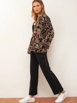 Jacke JACQUARD Schwarz-zimt Von Chiara Fiorini -Meer Bekleidung loungewear kuschel cotton g9611 cf1911 chiara fiorini 2 2