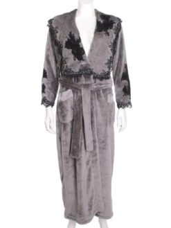 Warmer Hausmantel FREDA Lang Von Marjolaine 11 Warmer Hausmantel FREDA Lang Von Marjolaine -Meer Bekleidung marjolaine hausmantel freda fre2202 dunkelgrau 1 1