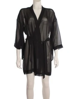 Kimono 100% Seide FIDJI MOUSSELIN Schwarz Von Marjolaine -Meer Bekleidung marjolaine kimono fidji mousselin 2fid2001 schwarz