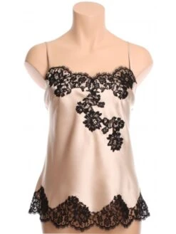 100% Seide Seidentop FLAVIA Mit Caudry Spitze Von Marjolaine -Meer Bekleidung marjolaine seide flavia 3fla4003 sand schwarz 1 1