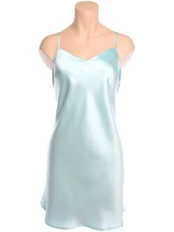 100% Seidennachthemd Satin GLYCINE Von Marjolaine -Meer Bekleidung marjolaine seide nachthemd glycine 3gly0101 hellblau