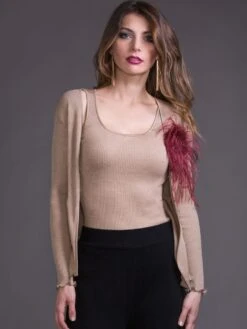 Merinowolle-Seide CARDIGAN Gerippt Von Artimaglia 18 Merinowolle-Seide CARDIGAN Gerippt Von Artimaglia -Meer Bekleidung merino wolle seide cardigan 43804 sand artimaglia 4 1 1