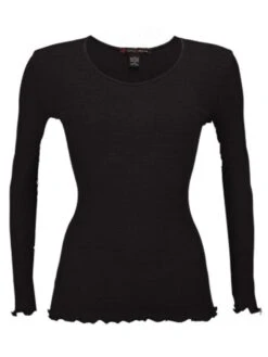 Merinowolle-Seide LANGARM SHIRT Gerippt Von Artimaglia -Meer Bekleidung merino wolle seide langarm shirt 43904 schwarz artimaglia 5 1 1