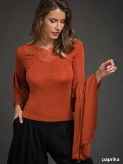 Merinowolle-Seide STOLA Schultertuch Von Artimaglia -Meer Bekleidung merino wolle seide stola 25304 28600 paprika artimaglia 2