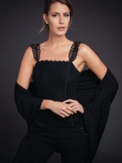 Merinowolle-Seide STOLA Schultertuch Von Artimaglia -Meer Bekleidung merino wolle seide stola 28600 schwarz artimaglia 2 1 1 1