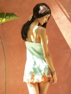 100% Seide Mini Combinette PHENIX No. 2 Exquisit Von Marjolaine -Meer Bekleidung mini combinette seide 3phe0301 1277tuerkis koralle phenix marjolaine 2 2