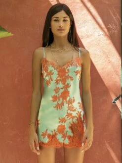 100% Seide Mini Combinette PHENIX No. 2 Exquisit Von Marjolaine -Meer Bekleidung mini combinette seide 3phe0301 1277tuerkis koralle phenix marjolaine 5