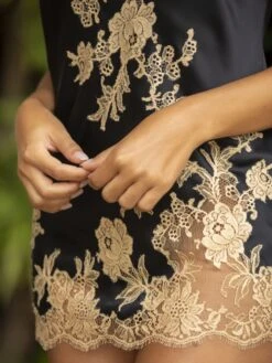 100% Seide Mini Combinette PHENIX No. 2 Kurz Von Marjolaine -Meer Bekleidung mini combinette seide 3phe0301 497schwarz platin phenix marjolaine 3 1 1