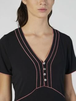 Modal Nachtkleid Knielang Schwarz-pink Von Verdiani -Meer Bekleidung modal nachthemd schwarz 4520 verdiani