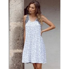 Träger Nachthemd CECILIA Weiß-dunkelblau Aus Modal Von Imec 3 Träger Nachthemd CECILIA Weiß-dunkelblau Aus Modal Von Imec