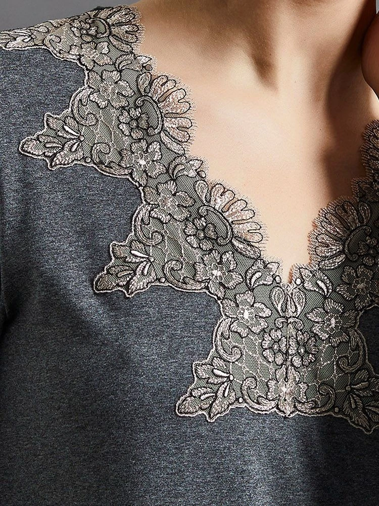 Modal Langarm Nachtkleid ANTHRAZIT Grau Von Fürstenberg 6 Modal Langarm Nachtkleid ANTHRAZIT Grau Von Fürstenberg – Bild 4