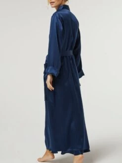 100% Seide Morgenmantel Lang GIGLIOLA Von Vivis -Meer Bekleidung morgenmantel seide lang v00285 gigliola nachtblau vivis 4